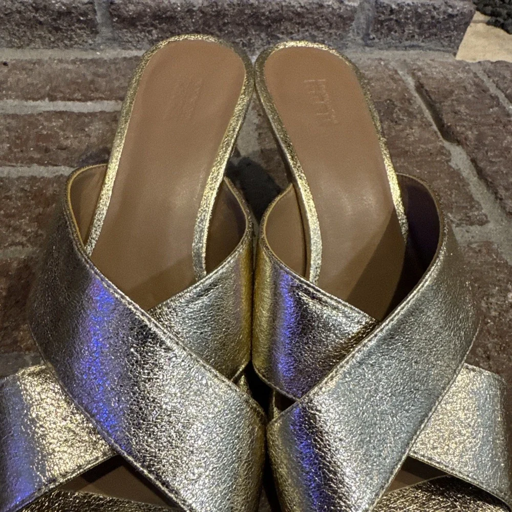 Nordstrom Rack Lauren Slide Gold Open Square Toe Sandals Women's Size 8M #416 - Picture 12 of 16
